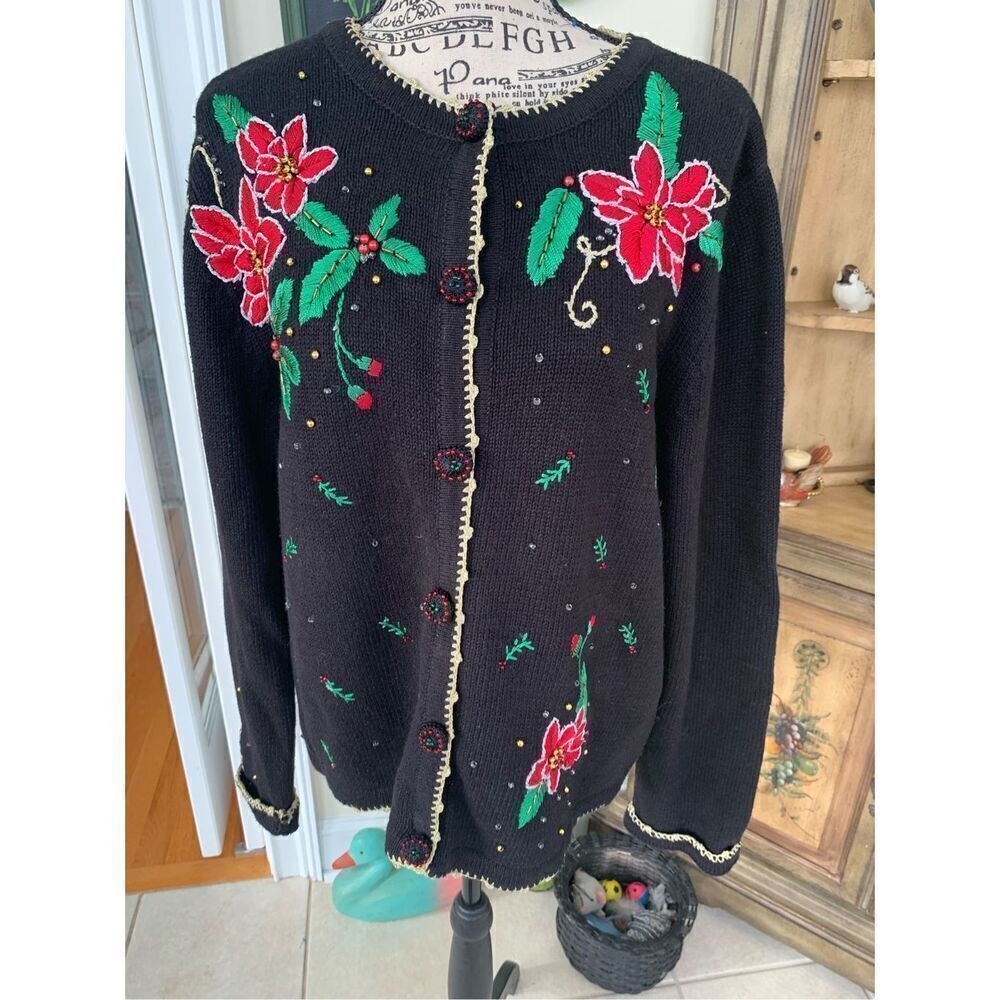 REFERENCE POINT NEW YORK Embroidered Christmas Cardigan